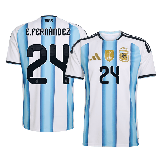 Front and back views of the men's Argentina 2026 Home Premium jersey with E. Fernández 24 printing