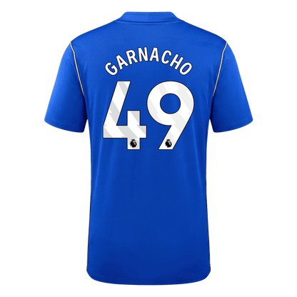 Back view of the men's Chelsea 2026/27 Home jersey with Garnacho 49 printing